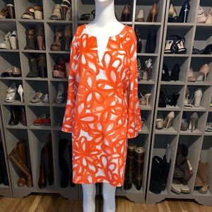 Bell sleeve patterned sheath dress